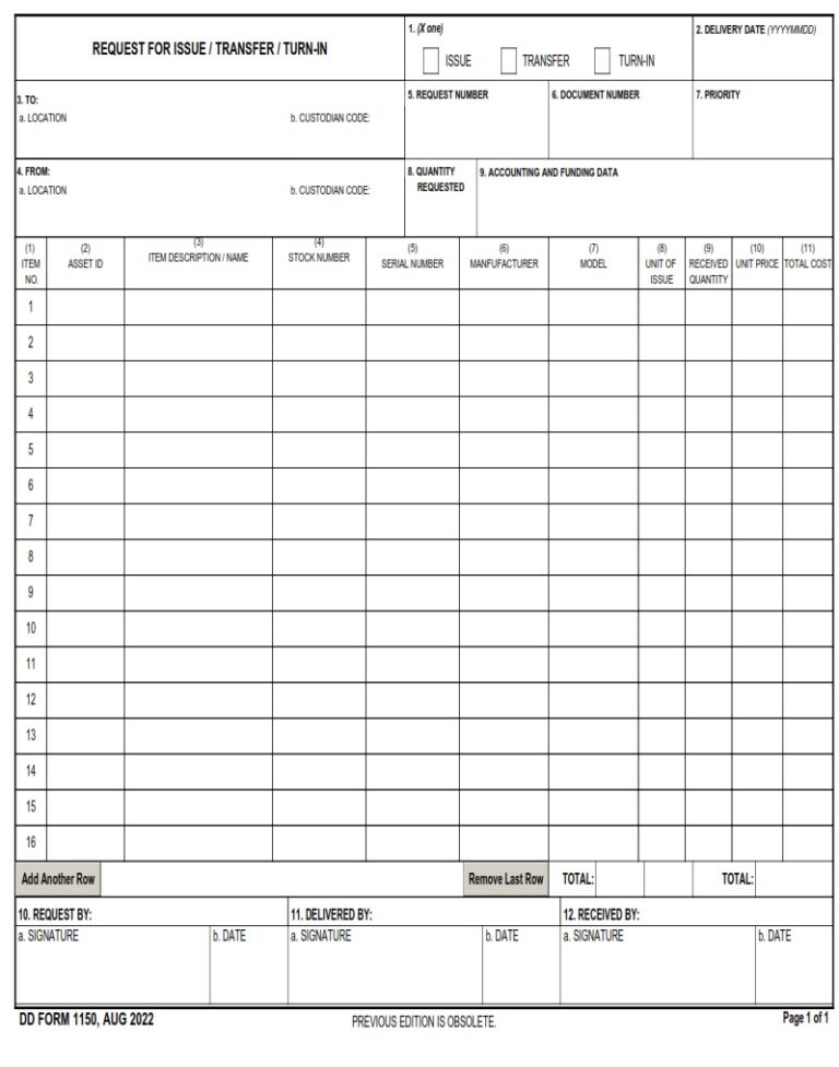 Dd Form Request For Issue Transfer Turn In Dd Forms