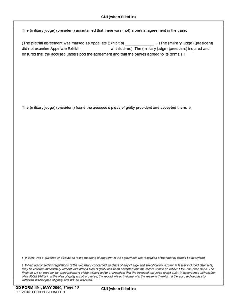 DD Form 491 Certified Record Of Trial Pages 1 4 Only Page 5 Only