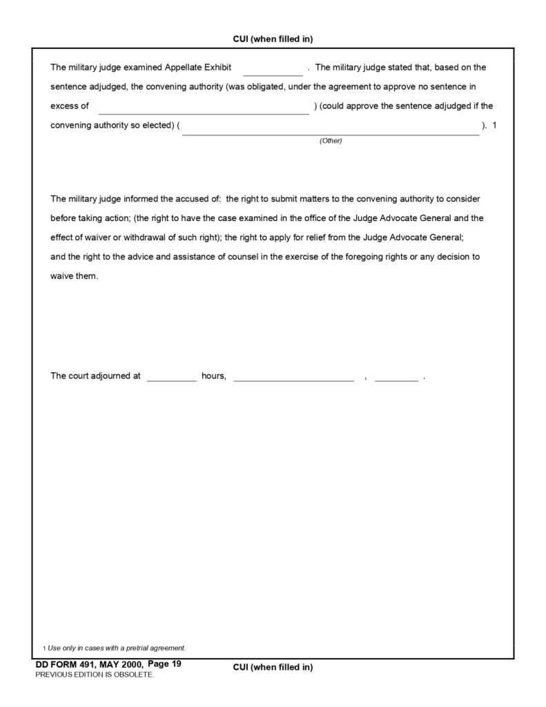 DD Form 491 Certified Record Of Trial Pages 1 4 Only Page 5 Only