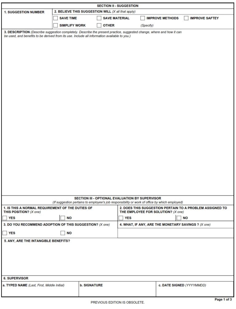 Dd Form Employee Suggestion Dd Forms