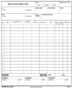 DD Form 1150 – Request for Issue / Transfer / Turn-in - DD Forms