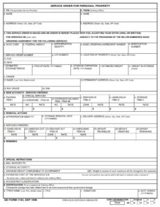 DD Form 1164 – Service Order For Personal Property - DD Forms