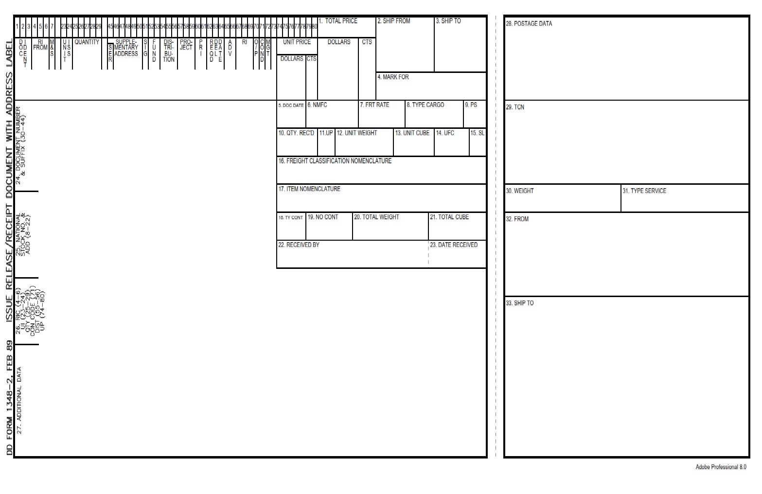 DD Form 1348 2 Issue Release Receipt Document With Address Label DD