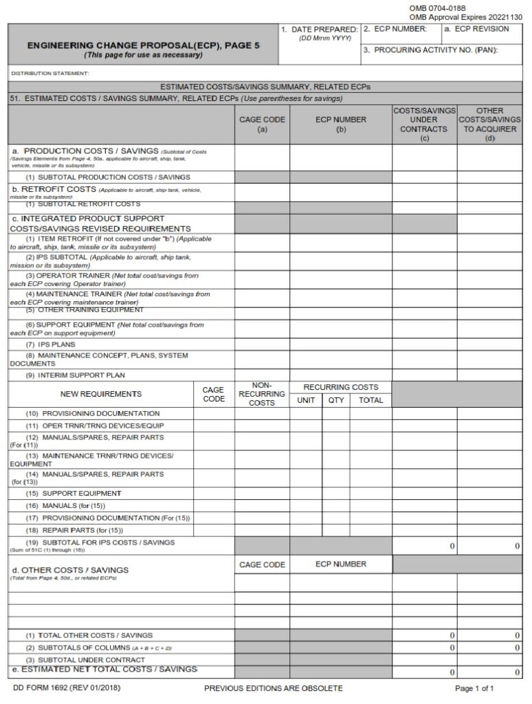 Dd Form 1692 5 Engineering Change Proposal Ecp Page 5