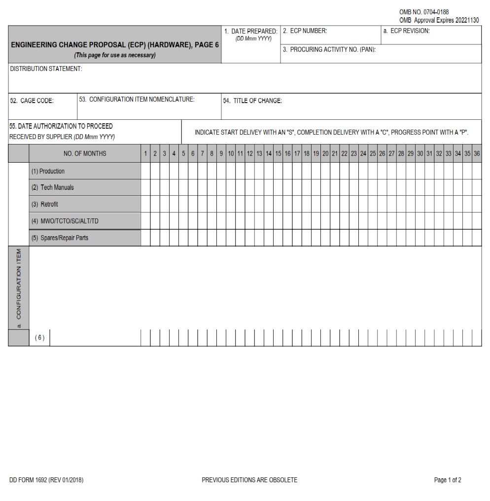 DD Form 1692 6 Engineering Change Proposal ECP Hardware Page 6
