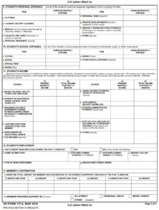 DD Form 137-6 – Dependency Statement – Full-Time Student 21 – 22 Years ...