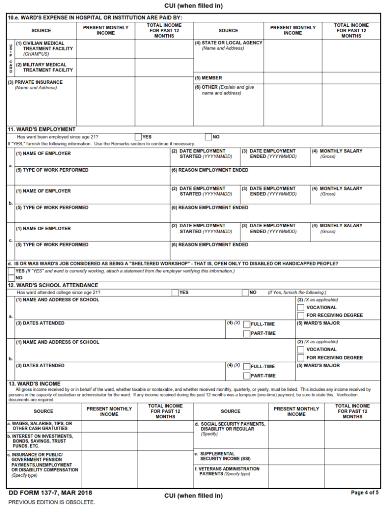 Dd Form 137-7 – Dependency Statement – Ward Of A Court (instructions 