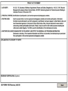 DD Form 1553 – Entry for a Photography Contest - DD Forms