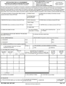 DD Form 1659 – Application for U.S. Government Shipping Documentation ...