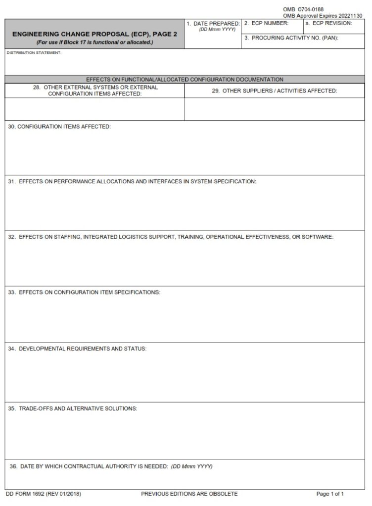 DD Form 1692-2 – Engineering Change Proposal (ECP), Page 2 ...