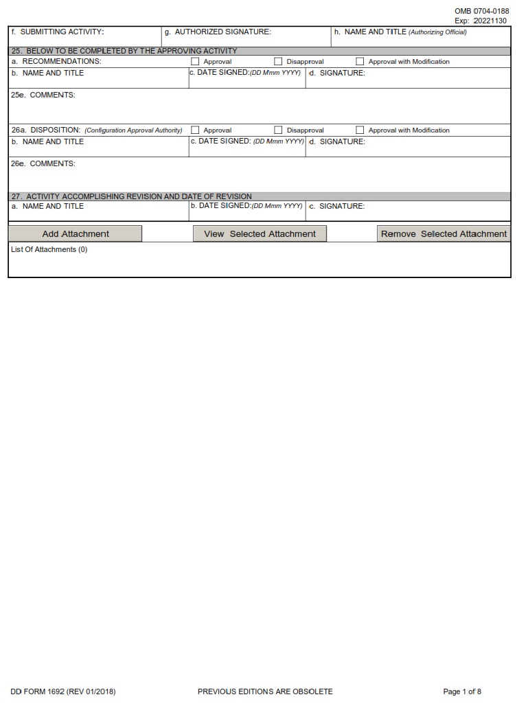DD Form 1692 Engineering Change Proposal ECP Complete