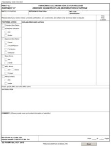DD Form 180 – Item Name Collaboration Action Request - DD Forms