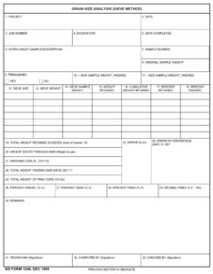 DD Form 1206 – Grain-Size Analysis (Sieve Method) - DD Forms