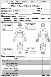 DD Form 1380 – Tactical Combat Casualty Care (TCCC) Card (Instructions ...