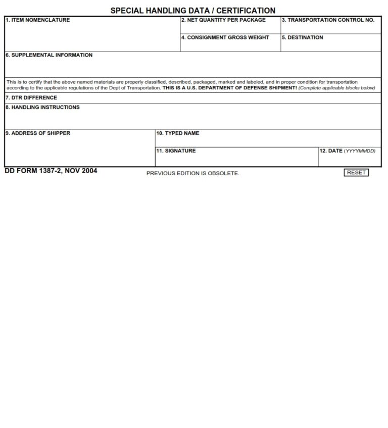 DD Form 1387 Military Shipment Label DD Forms