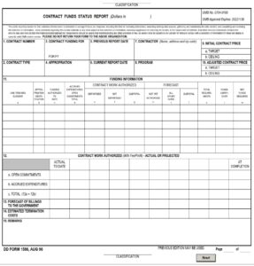 DD Form 1586 – Contract Funds Status Report - DD Forms