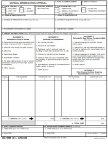 DD Form 1641 – Disposal Determination Approval - DD Forms