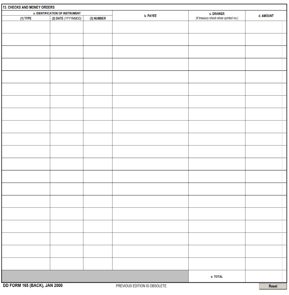 DD Form 165 Shipment Of Funds DD Forms