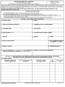 DD Form 1907 – Signature and Tally Record - DD Forms