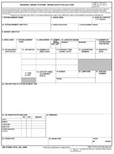 DD Form 1919 – Federal Wage System – Wage Data Collection - DD Forms