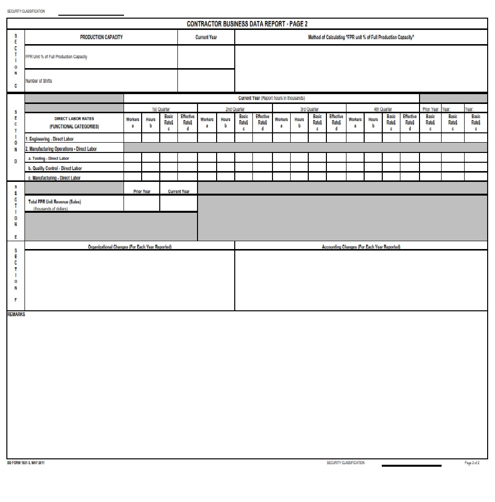 DD Form 1921 3 Contractor Business Data Report DD Forms