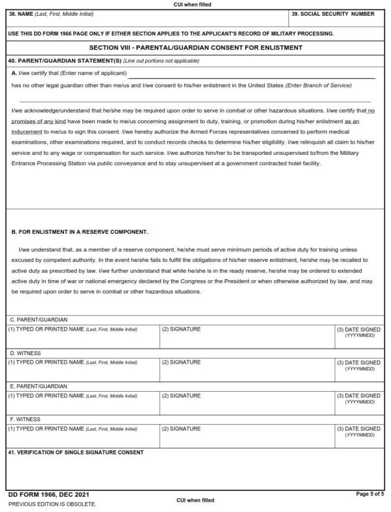 DD Form 1966 – Record of Military Processing – Armed Forces of the ...