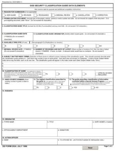 DD Form 2024 – DoD Security Classification Guide Data Elements - DD Forms