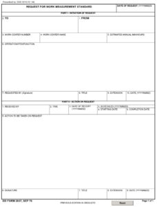 DD Form 2037 – Request for Work Measurement Standard - DD Forms