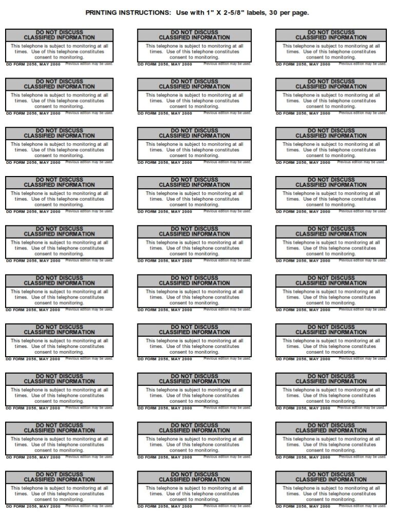 DD Form 2056 – Telephone Monitoring Notification Decal - DD Forms