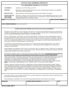 DD Form 2058 – State Of Legal Residence Certificate - DD Forms