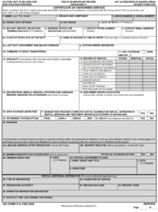 DD Form 214 – Certificate of Uniformed Service - DD Forms