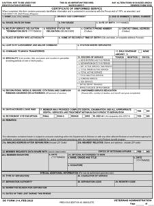 DD Form 214 – Certificate of Uniformed Service - DD Forms