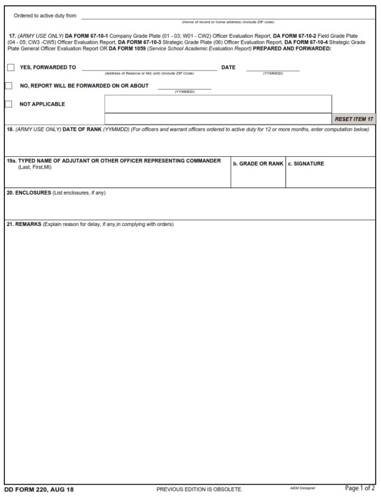 DD Form 220 – Active Duty Report - DD Forms