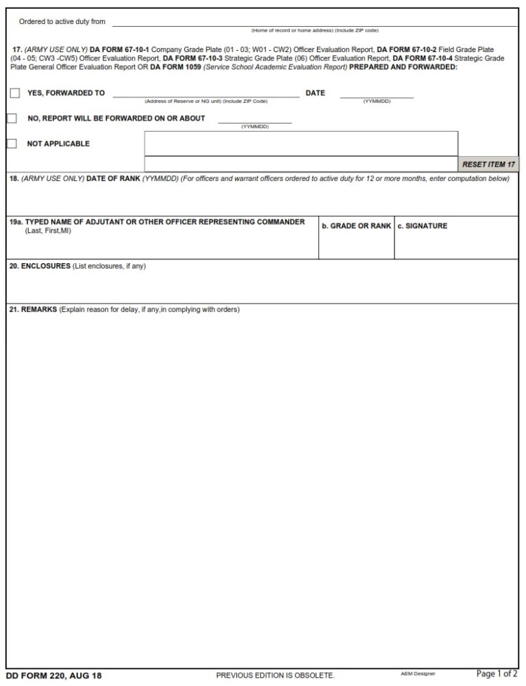 DD Form 220 Active Duty Report DD Forms