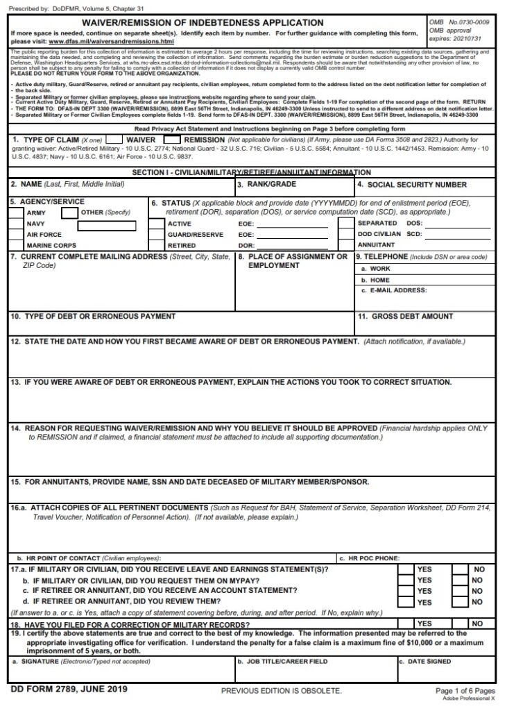 DD Form 2789 – Application/Permit for Use of Space on the Pentagon ...