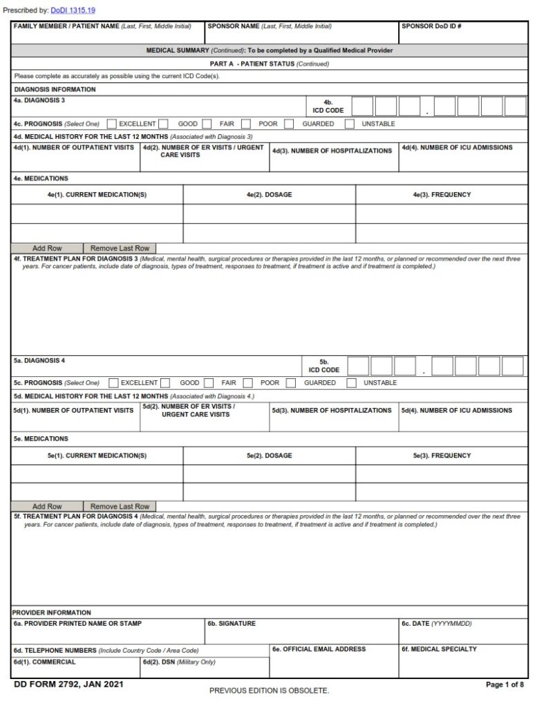 Dd form 2792 family member medical summary dd forms
