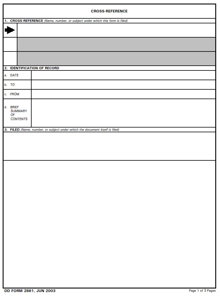 DD Form 2861 Cross Reference DD Forms