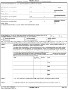 DD Form 2873 – Military Protection Order (MPO) - DD Forms