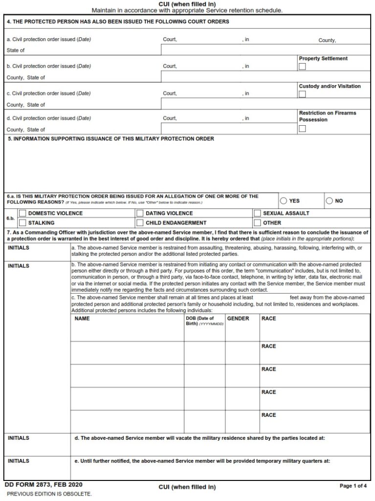 DD Form 2873 – Military Protection Order (MPO) - DD Forms