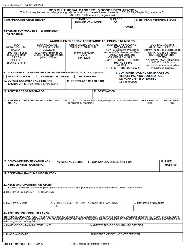 DD Form 2890