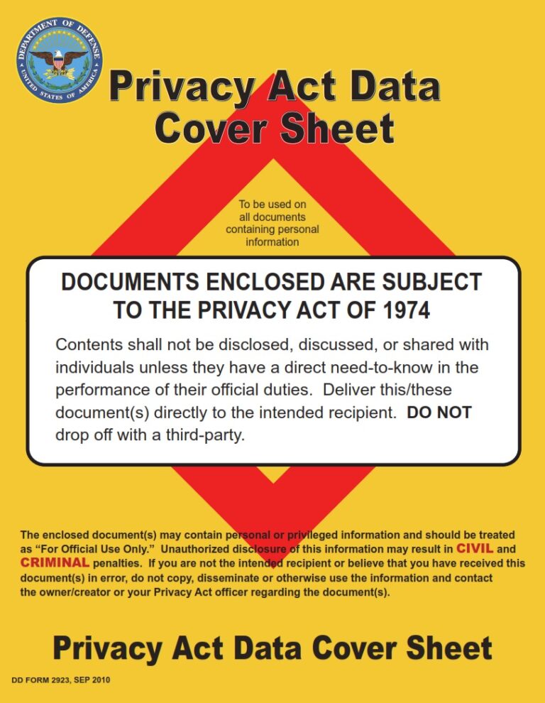 DD Form 2923 Privacy Act Data Cover Sheet DD Forms   DD Form 2923 768x990 