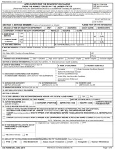 DD Form 293 – Application for the Review of Discharge from the Armed ...