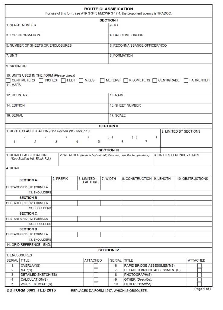DD Form 3009 - Page 1
