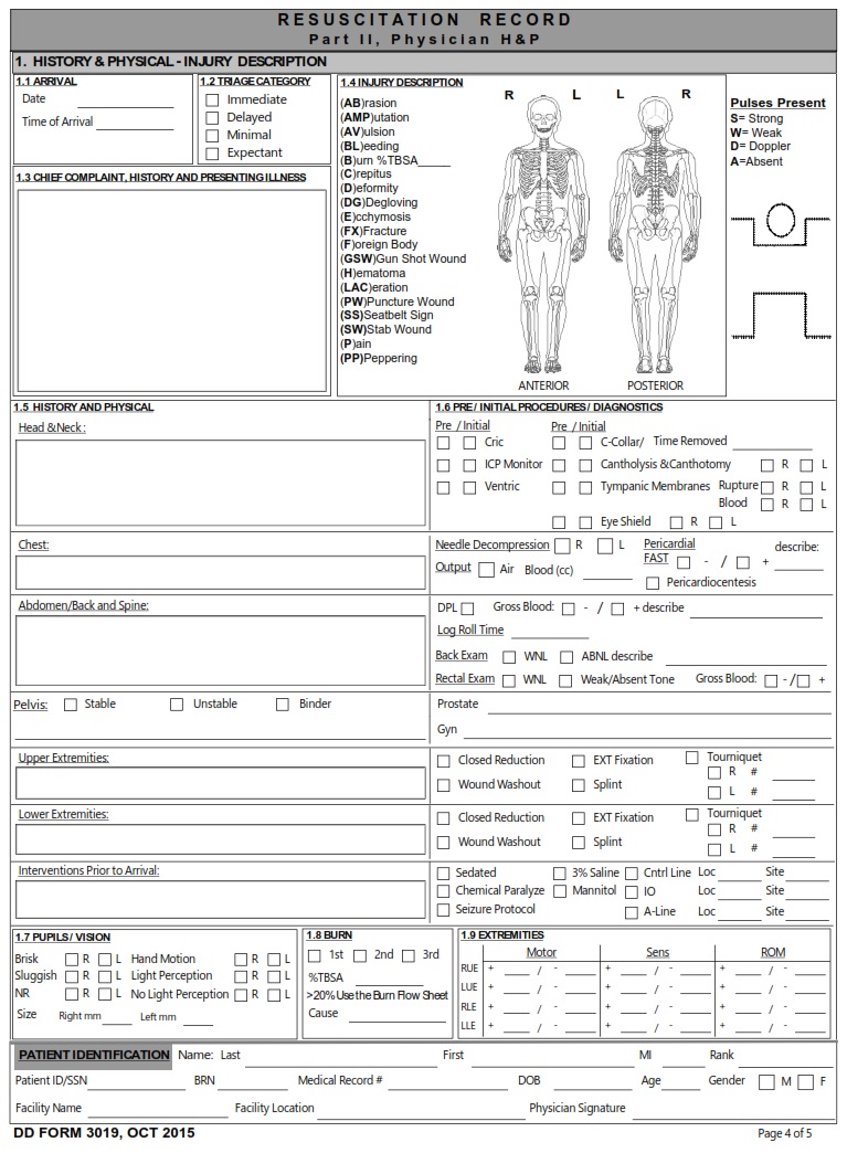 DD Form 3019 Resuscitation Record DD Forms