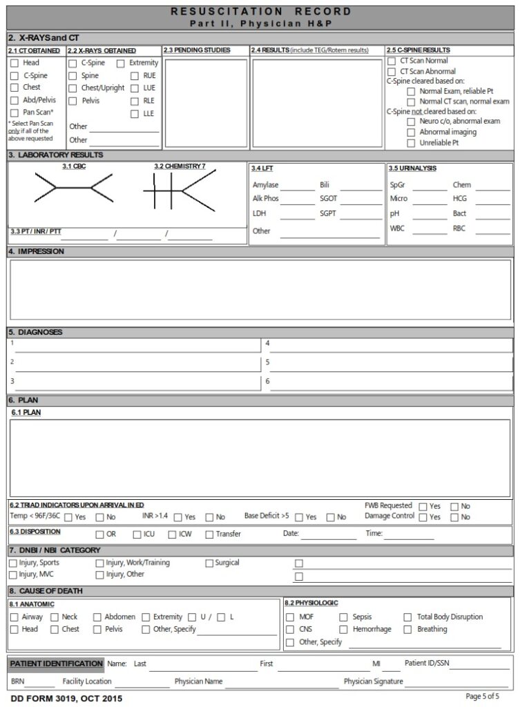 DD Form 3019 – Resuscitation Record - DD Forms