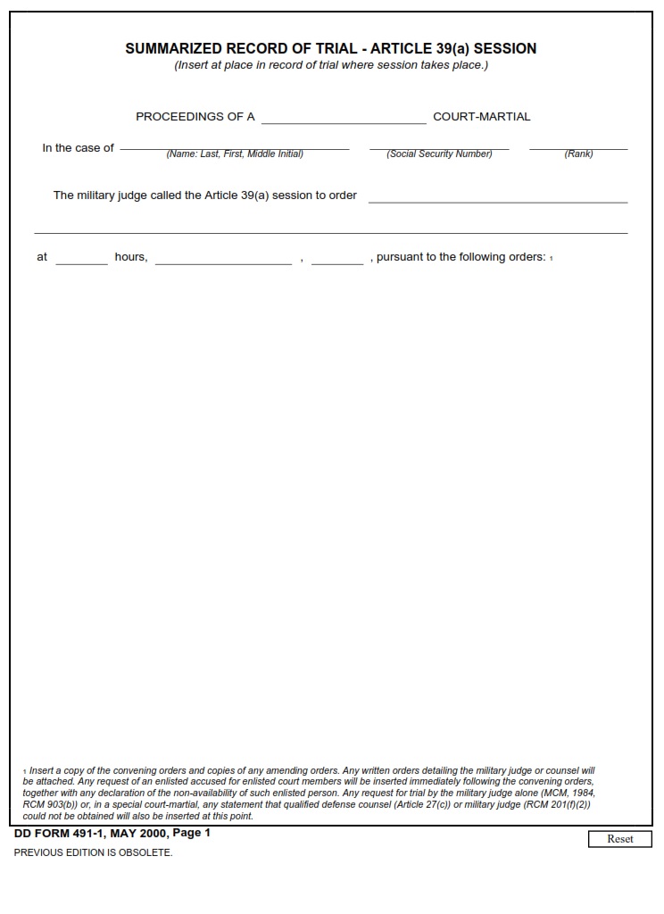 DD Form 491-1