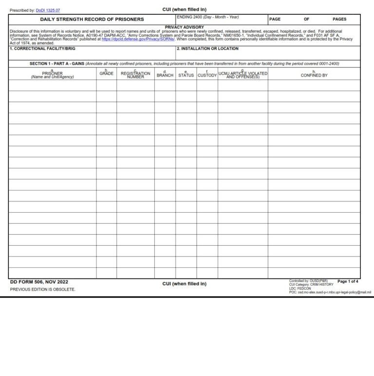 DD Form 506 Daily Strength Record Of Prisoners DD Forms dd-form-506-daily-strength-record-of-prisoners-dd-forms