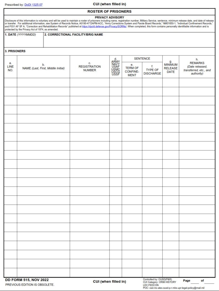 DD Form 515 Roster Of Prisoners DD Forms dd-form-515-roster-of-prisoners-dd-forms