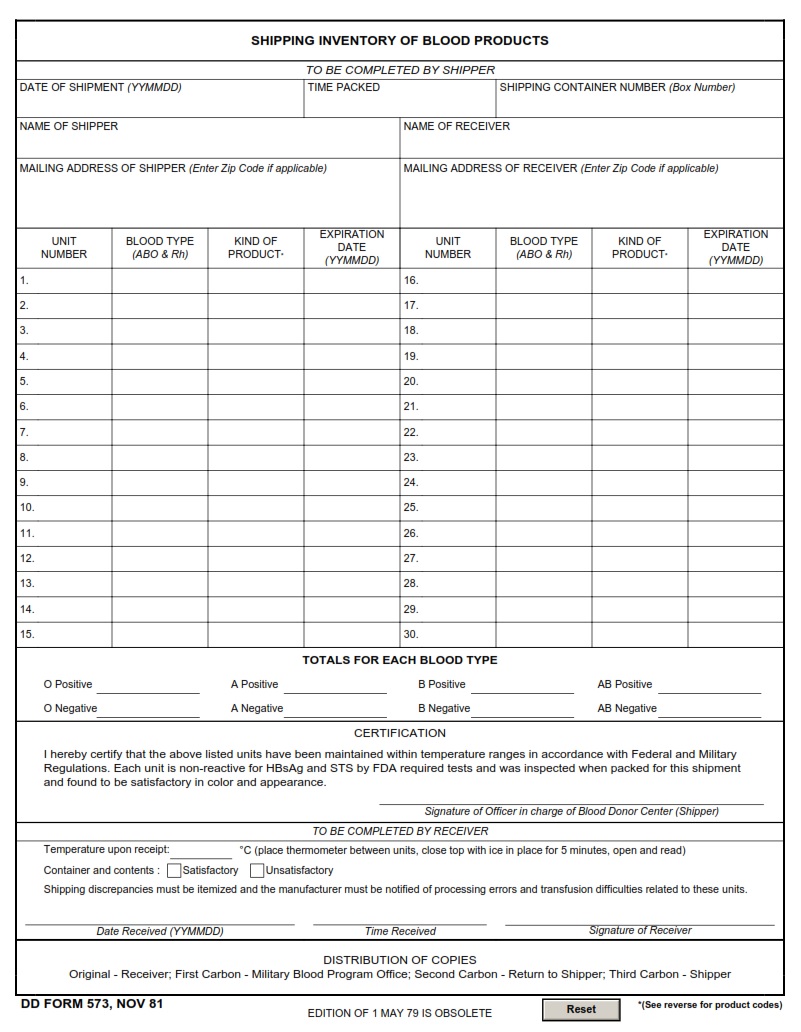 DD Form 573