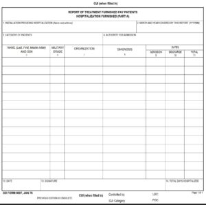 DD Form 7 – Report of Treatment Furnished Pay Patients Hospitalization ...